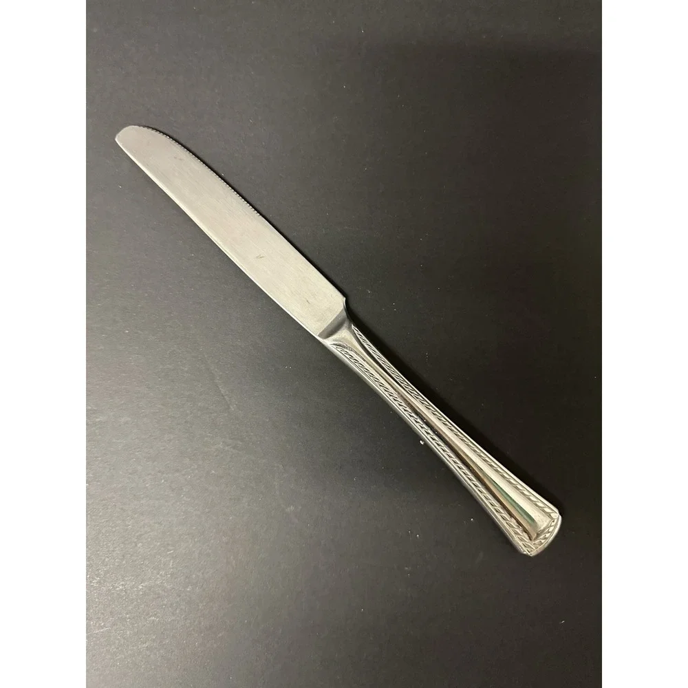 Stainless Flatware Dinner Knives Twisted Rope/Cable Border Square Set Of 2
